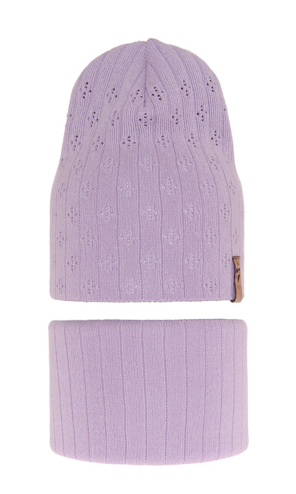 Herbst und Frühlingsset Mädchen: Mütze und Schlauchschal Violett Felicity