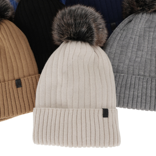 Winterset für Jungen: Mütze und Schlauchsch mit Bommel in Camel Relax