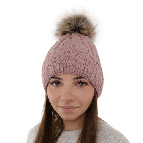 Wintermütze Damen mit Bommel Rosa Omega