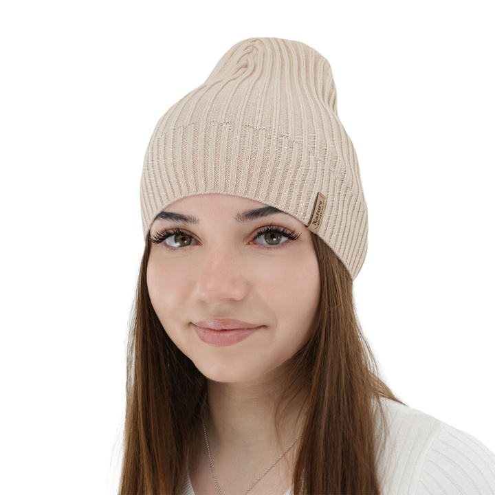 Damen Herbst und Frühlings Mütze, mit Baumwolle, beige, Mirona