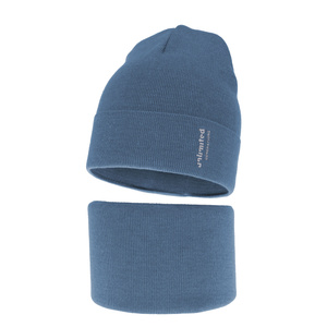 Herbst und Frühlingsset Jungen: Mütze und Schlauchschal Blau Timothe