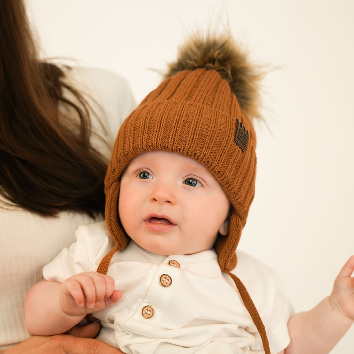 Winterset Jungen: Mütze und Schal mit Bommel Navy Blau Wiko