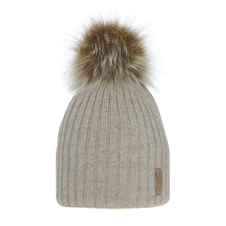 Wintermütze für Mädchen mit Bommel Beige Werbena