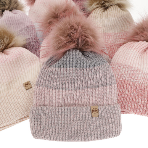 Winterset Mädchen: Mütze und Schlauchschal mit Bommel Rosa Gimena