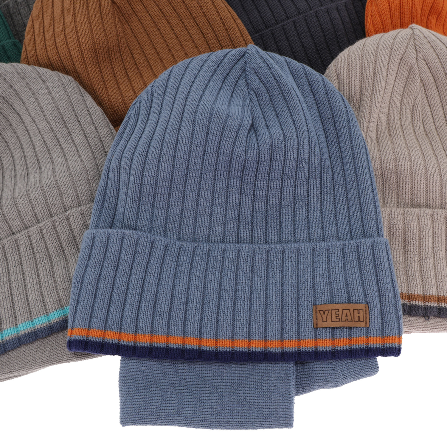 Herbst und Frühlingsset Jungen: Mütze und Schlauchschal, mit Baumwolle, Blau London