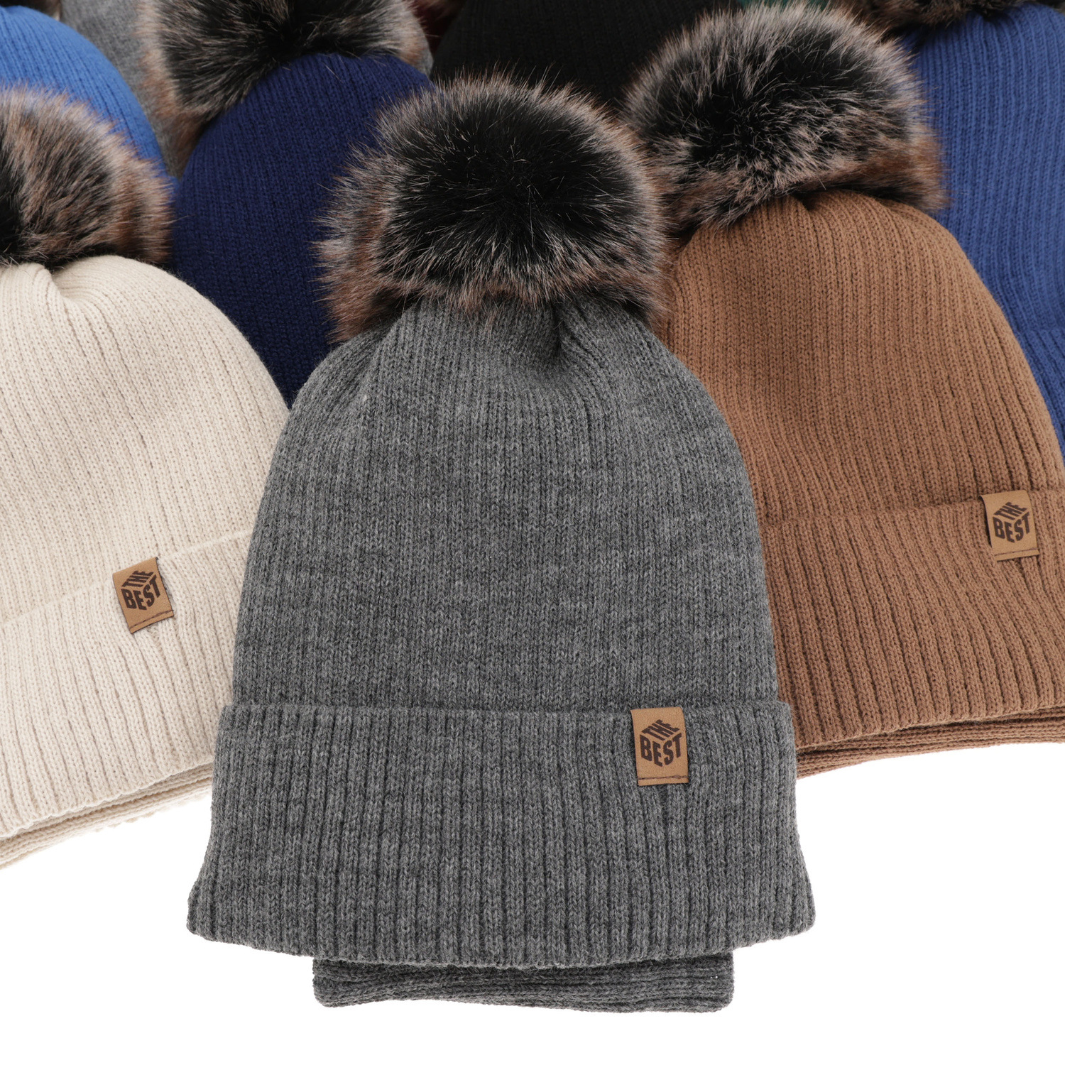 Winterset für Jungen: Mütze und Schlauchsch mit Bommel in Beige Wizar