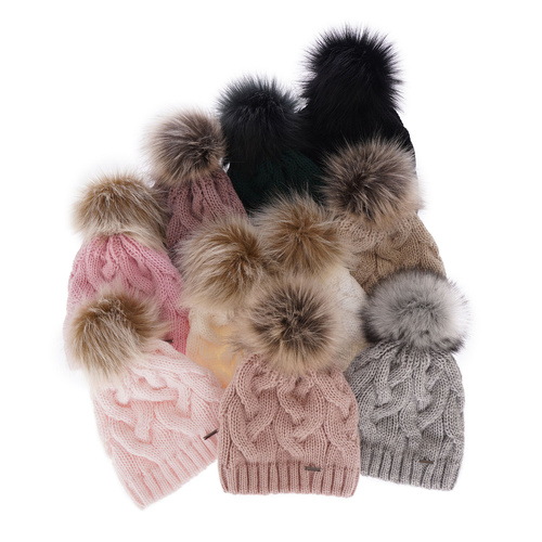 Wintermütze Damen mit Bommel Weiß Terri