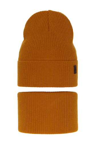 Herbst und Frühlingsset Jungen: Mütze und Schlauchschal, mit Baumwolle, Honig Dragon