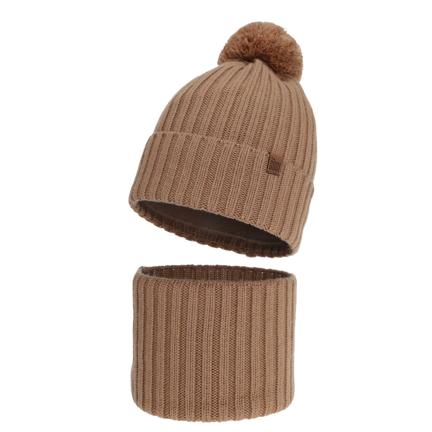 Winterset Jungen: Mütze und Schlauchschal, Winter, camel, 100% Merinowolle, Baumwollfutter, Tolmar