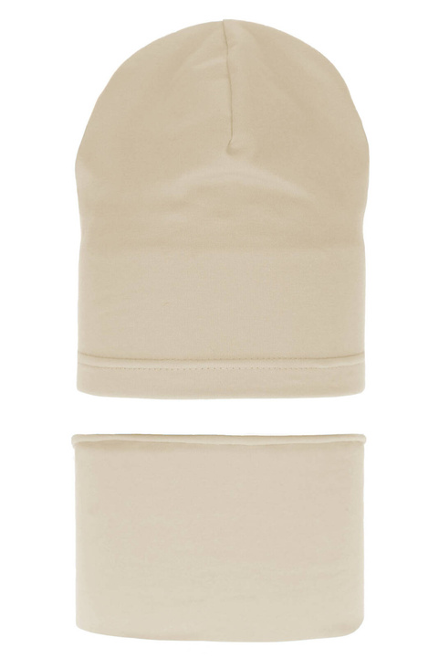 Herbst und Frühlingsset Mädchen: Mütze und Schlauchschal Beige Hazelka