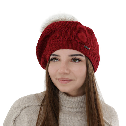 Baskenmütze Winter Damen aus Merinowolle in Burgunder Bonnie