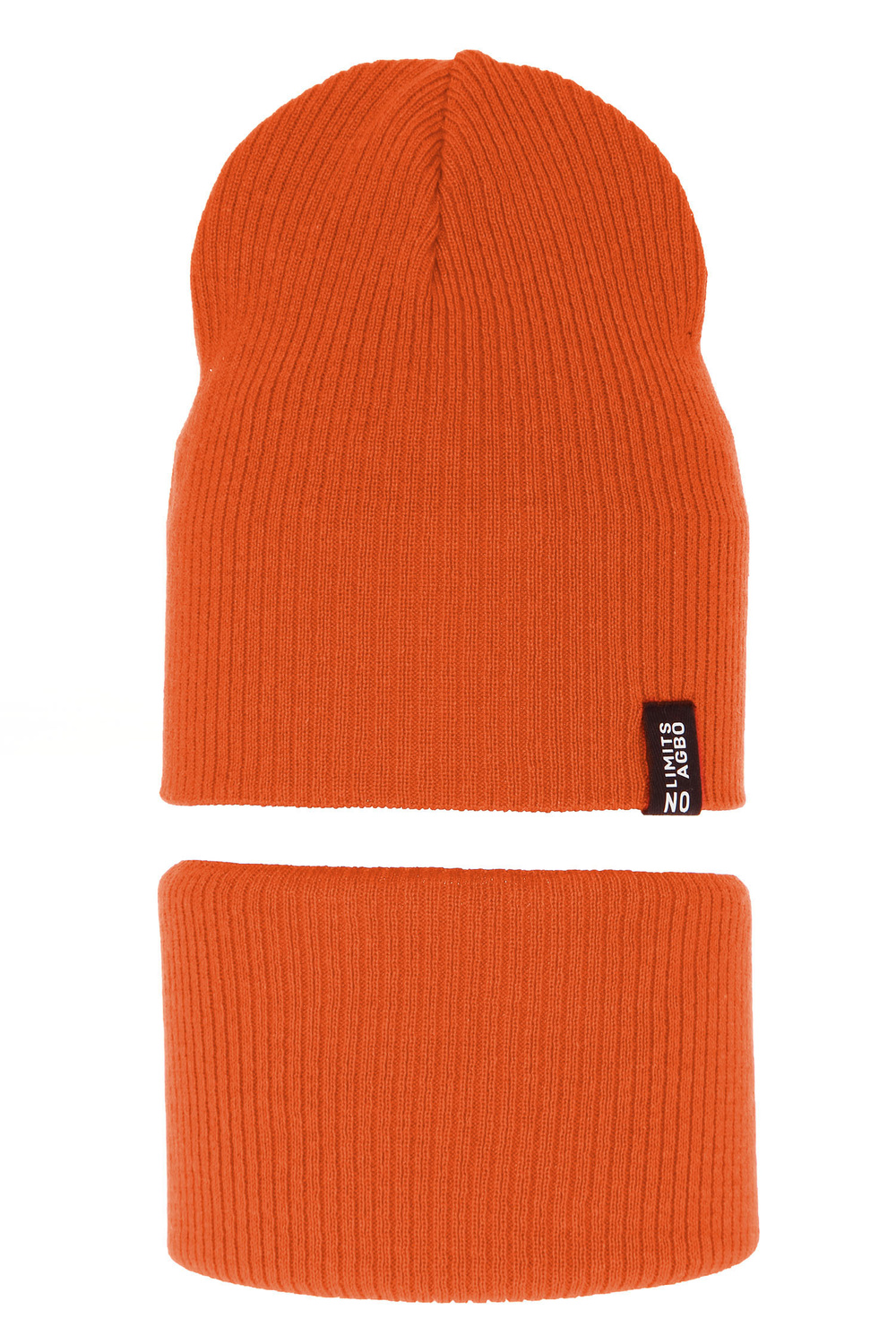 Herbst/ Frühjahrsset für Kinder: Mütze und Schlauchschal, mit Baumwolle, Orange Tunis