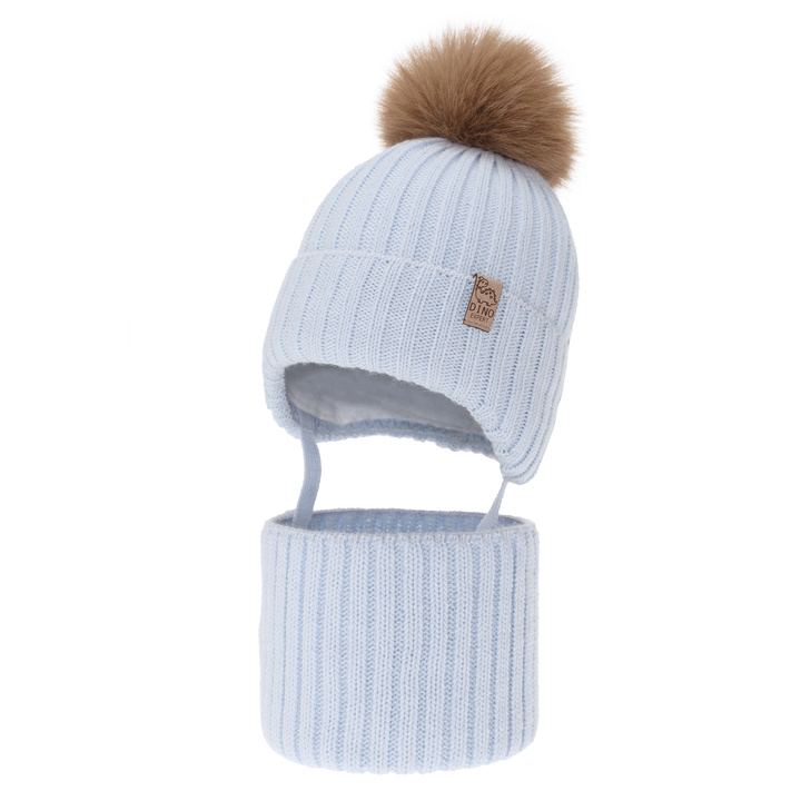 Winterset für Jungen: Mütze und Schlauchschal, mit Bommel, Light blau, Bagil