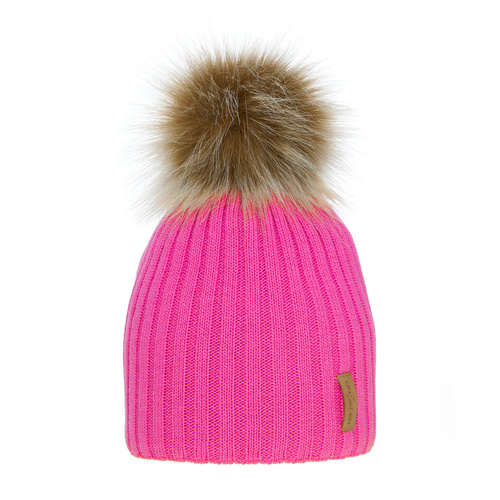 Wintermütze für Mädchen mit Bommel Rosa Werbena