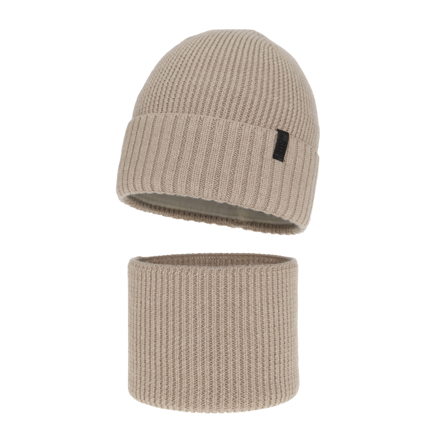 Mütze und Schlauchschal für Jungen, Winterset, 100% Merinowolle, mit Merinowollfutter, Beige Harbin