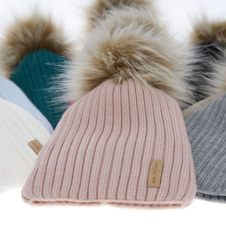 Wintermütze für Mädchen mit Bommel Rosa Werbena