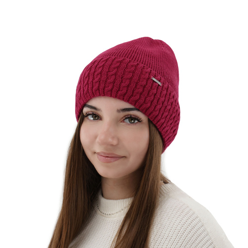Wintermütze Damen aus Merinowolle in Rosa Febe