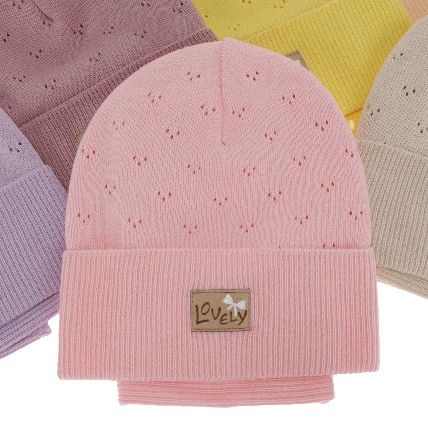 Herbst und Frühlingsset Mädchen: Mütze und Schlauchschal, mit Baumwolle, Beige Alisa