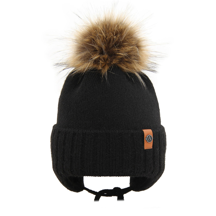 Wintermütze Jungen mit Bommel Schwarz Dominik