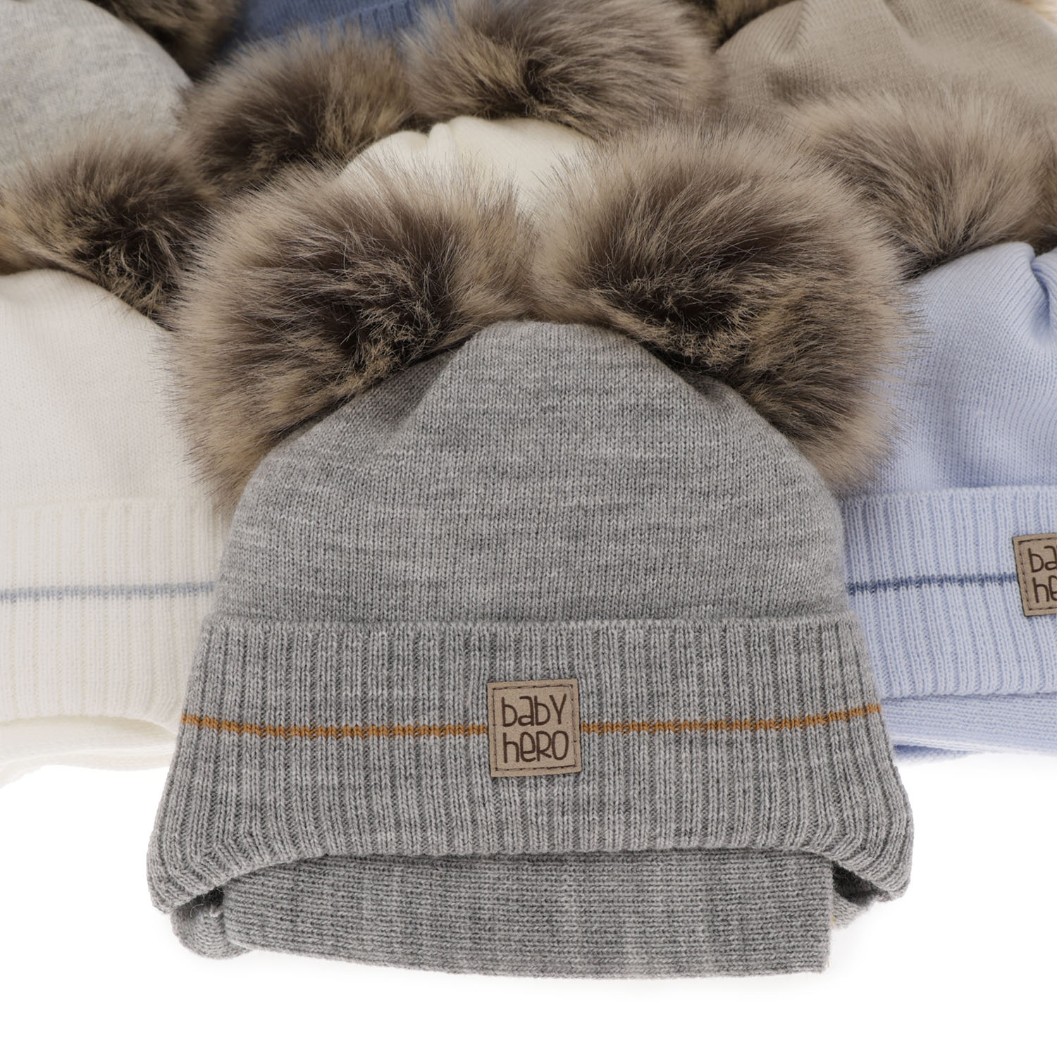 Winterset Jungen: Mütze und Schal mit zwei Bommeln Blau Melon