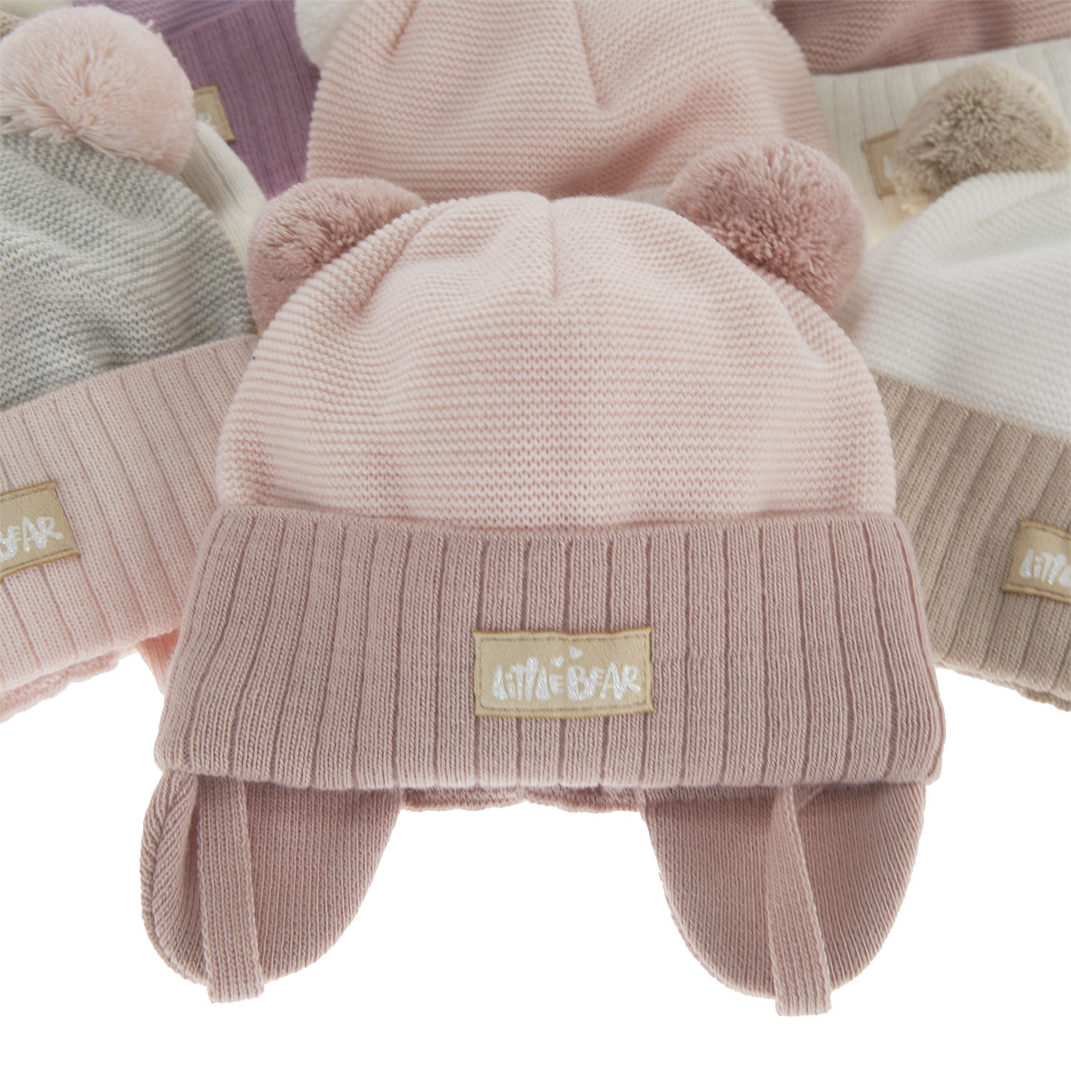 Herbst und Frühlingsmütze für Mädchen mit zwei Bommeln Rosa Karotka