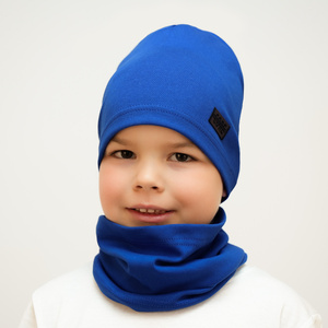 Herbst und Frühlingsset Jungen: Mütze und Schlauchschal Blau Frizi