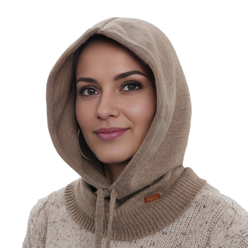 Balaclava für Damen, Winter, dunkelbeige, mit Merinowolle, Elizabeth