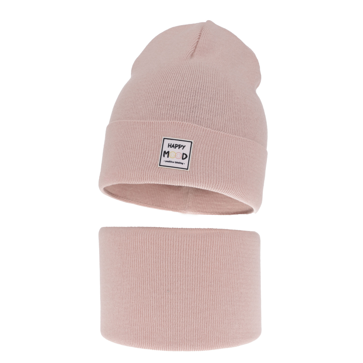 Herbst und Frühlingsset Mädchen: Mütze und Schlauchschal, mit Baumwolle, Rosa Mersila
