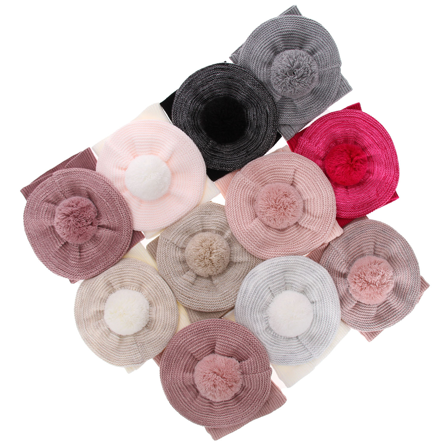 Winterset Mädchen: Mütze und Schlauchschal mit Bommel Rosa Lira