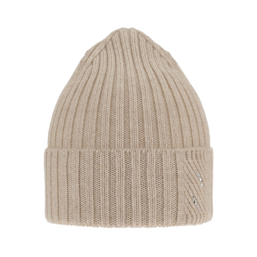 Wintermütze Damen 100% extrafeine Merinowolle Beige Ariga