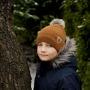 Winterset Jungen: Mütze und Schlauchschal mit Bommel Blau Apolin