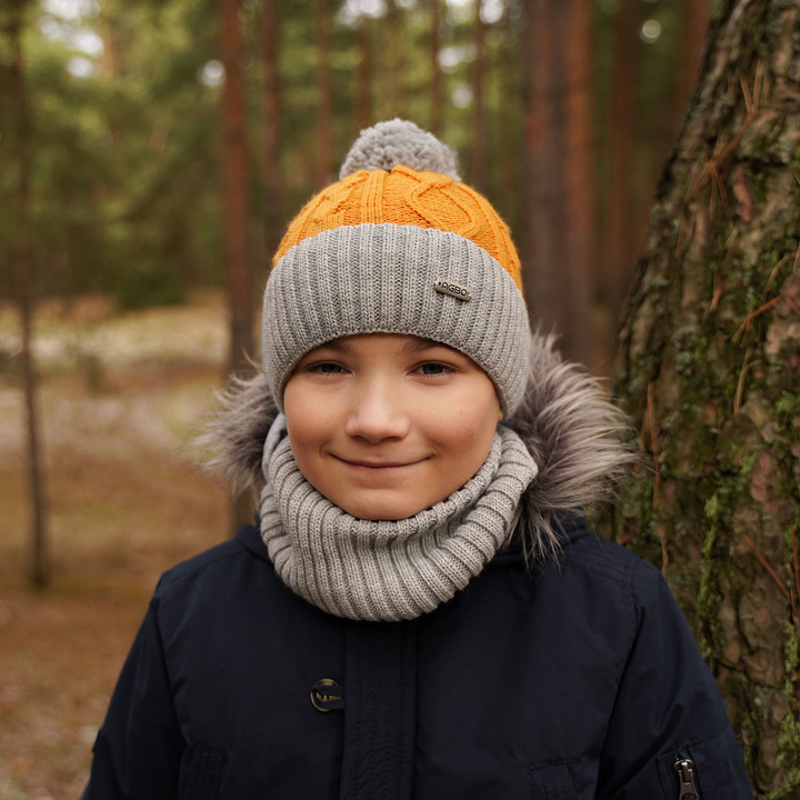Winterset Jungen: Mütze und Schlauchschal Grau Juliusz