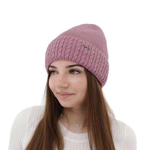 Wintermütze Damen aus Merinowolle in Rosa Febe