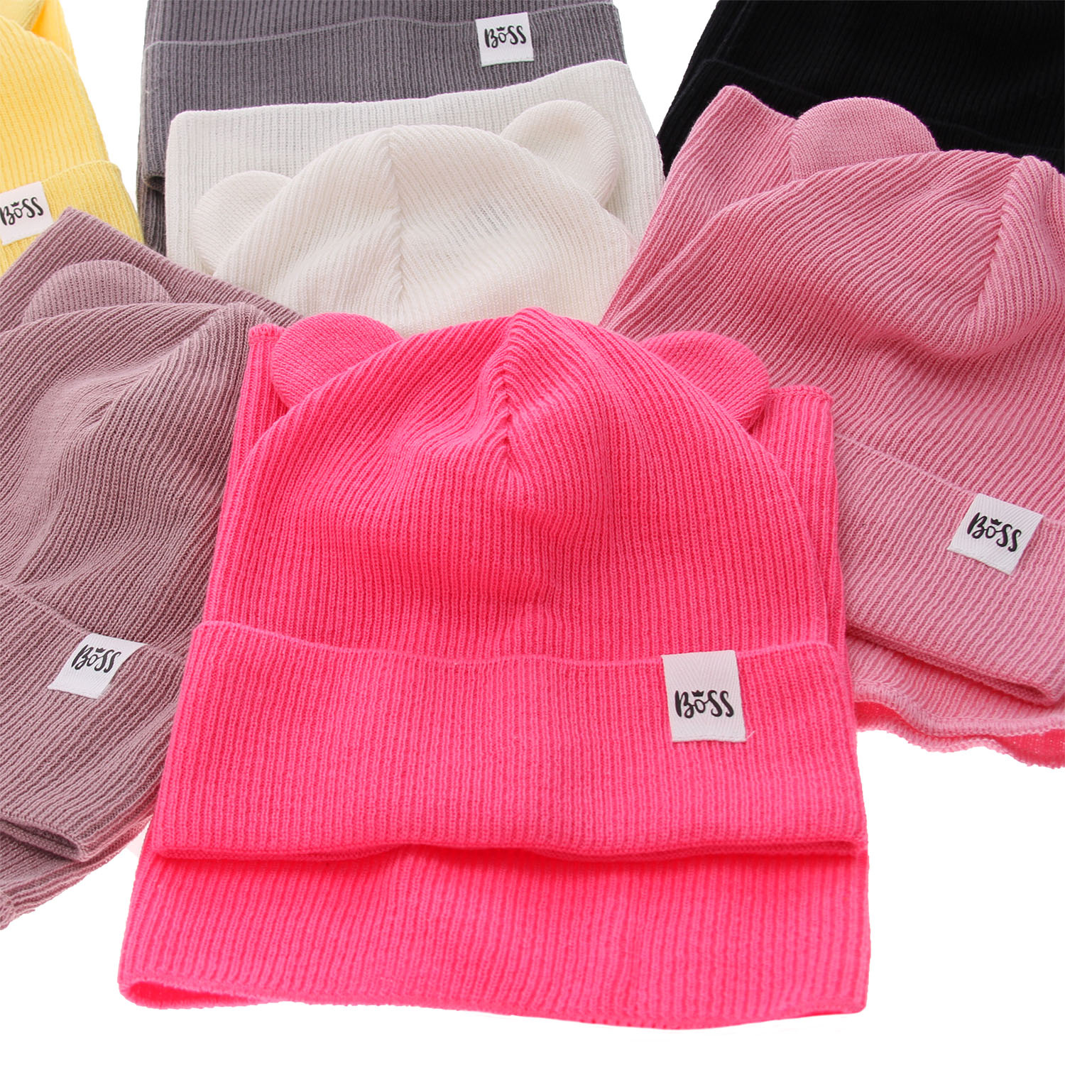 Herbst und Frühlingsset Mädchen: Mütze und Schlauchschal, mit Baumwolle, Gelb Kajra