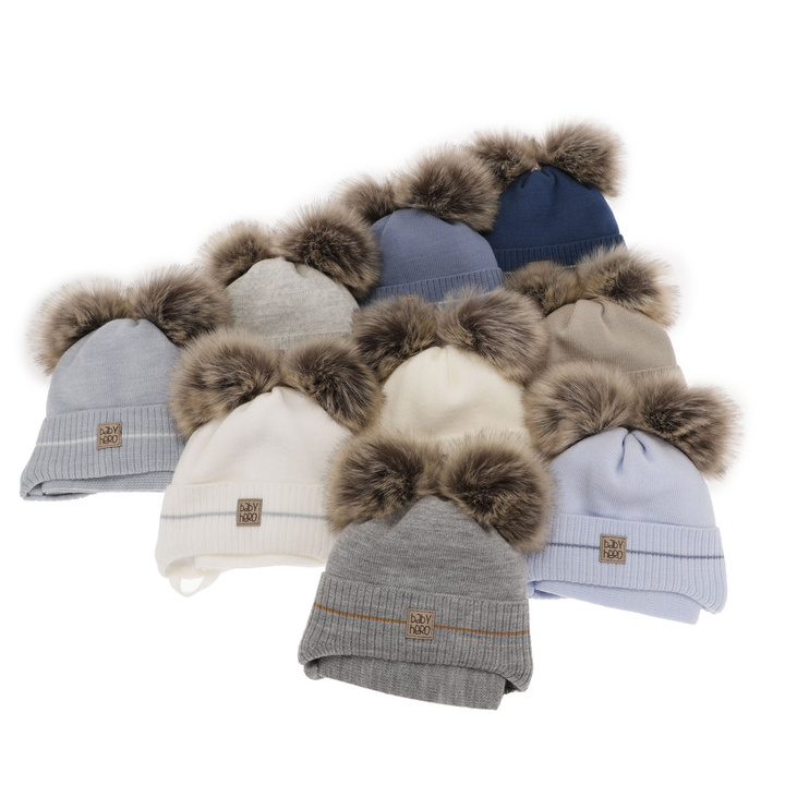 Winterset Jungen: Mütze und Schal mit zwei Bommeln Blau Melon