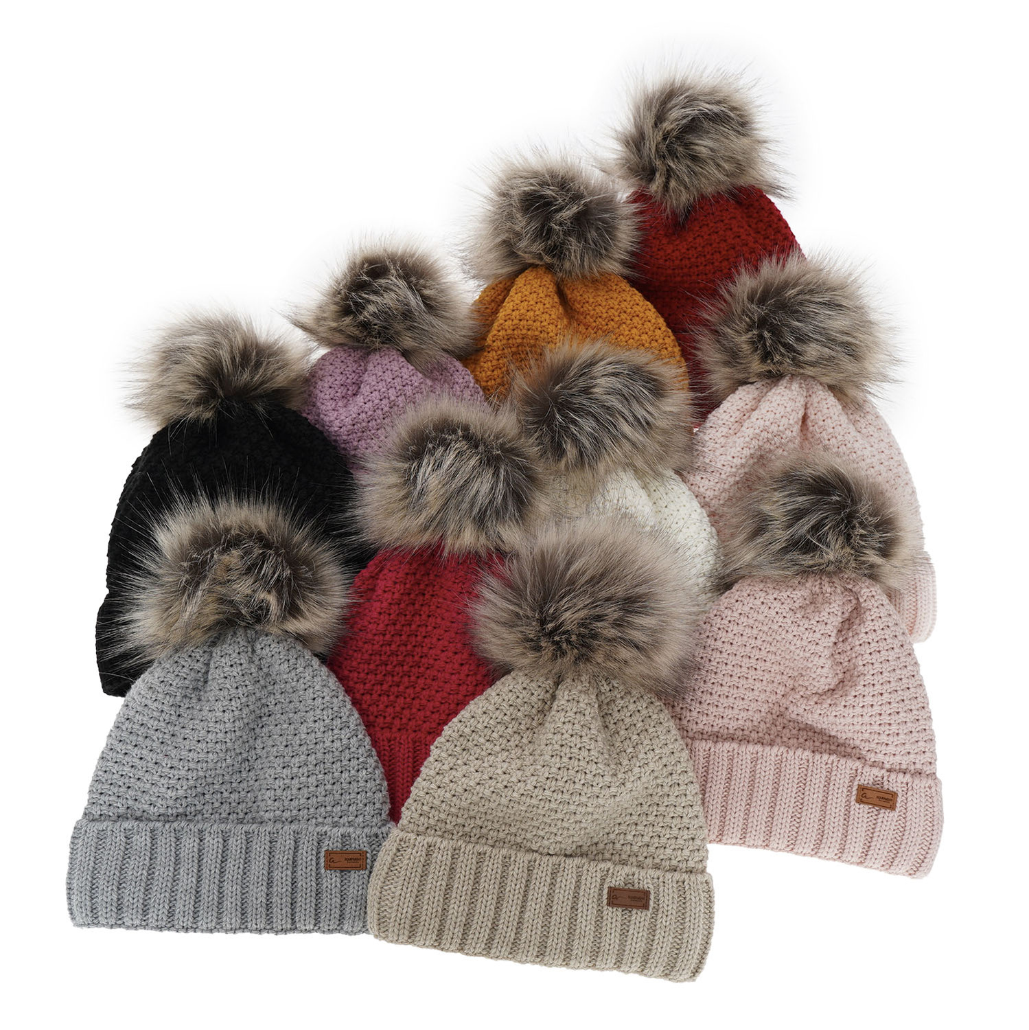 Wintermütze für Mädchen mit Bommel Rot Pola