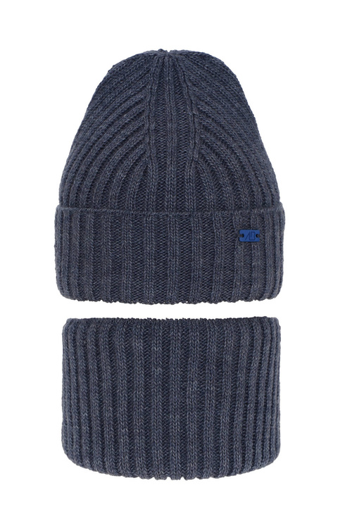 Winterset Jungen: Mütze und Schlauchschal Blau Zeno