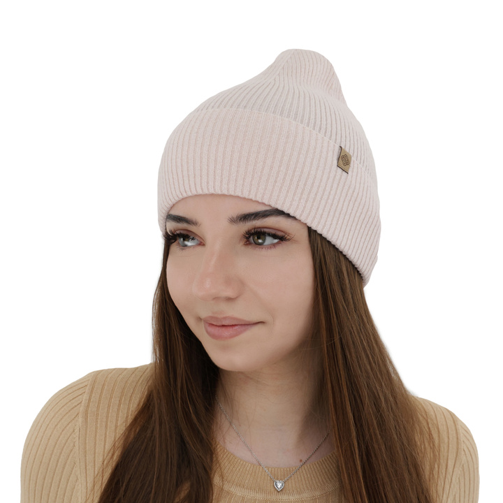 Herbst und Wintermütze Damen, hellrosa, mit Merinowolle und Kaschmir, Alineta