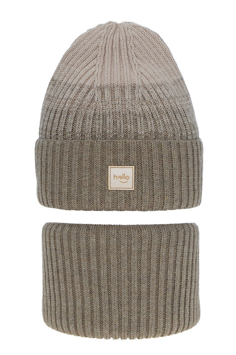 Winterset Mädchen: Mütze und Schlauchschal Beige Tasha