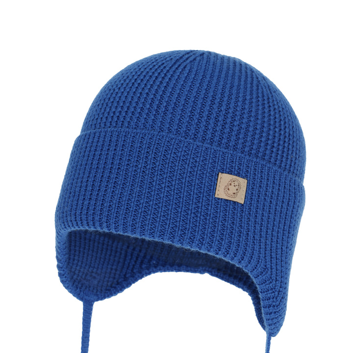 Wintermütze Jungen, Winter/Herbst/Frühling, blau, 100% Merinowolle, zum Binden, Bakadi