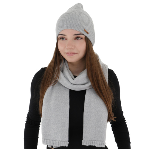 Winterschal Damen, Winter, grau, 100% Merinowolle, Elonia