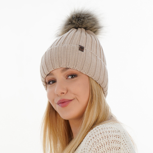 Wintermütze Damen aus Merinowolle in Grau Texa
