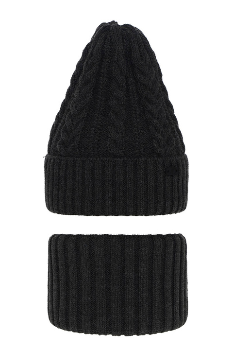 Winterset Jungen: Mütze und Schlauchschal Grau Colins