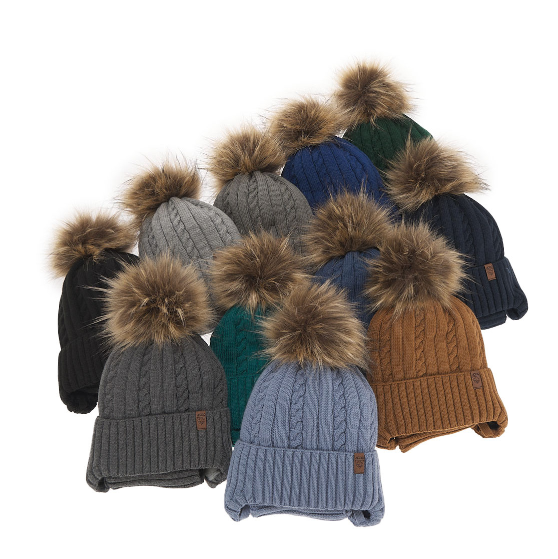 Winterset für Jungen: Mütze und Schlauchschal mit Bommel in Grün Peter