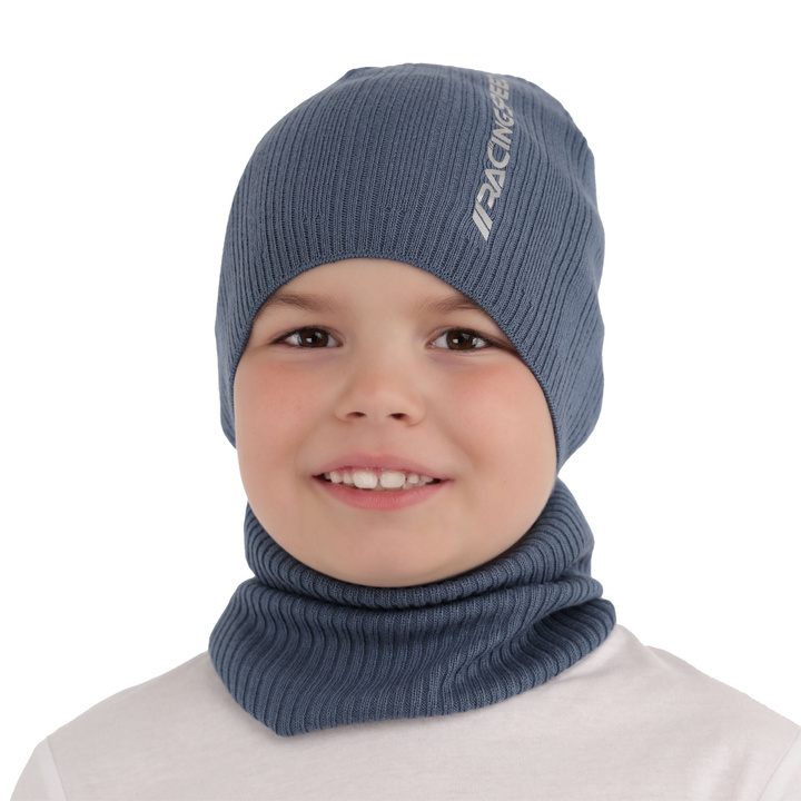 Herbst und Frühlingsset Jungen: Mütze und Schlauchschal Grün Kolorado
