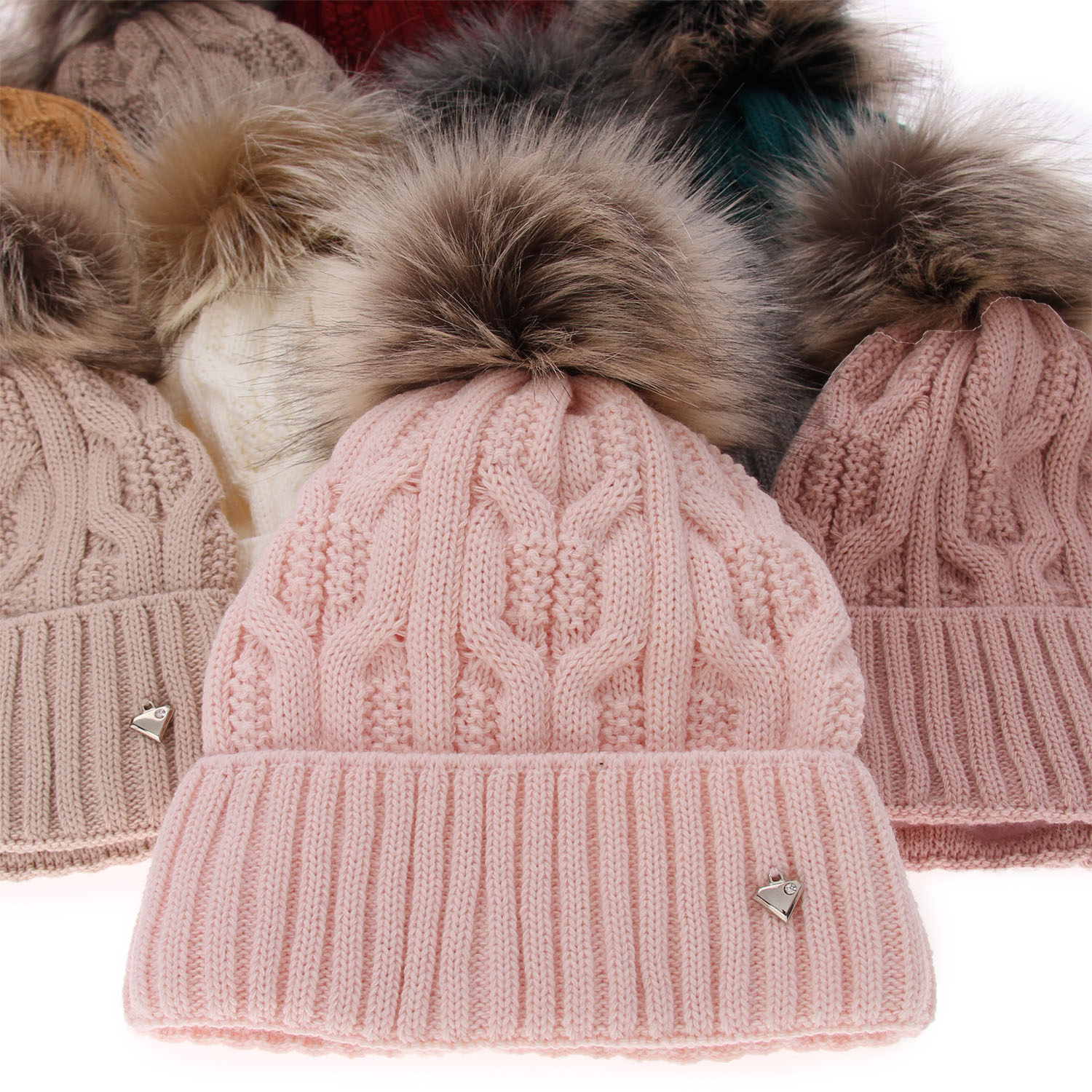 Wintermütze Damen mit Bommel Schwarz Laona