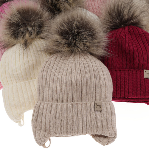 Winterset Mädchen: Mütze und Schlauchschal aus 100% extrafeiner Merinowolle in Rosa Junika