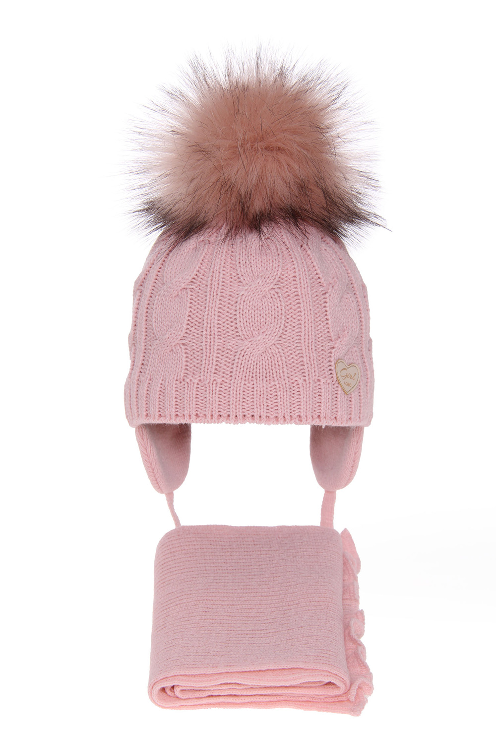 Winterset Mädchen: Mütze und Schal mit Bommel Rosa Morena