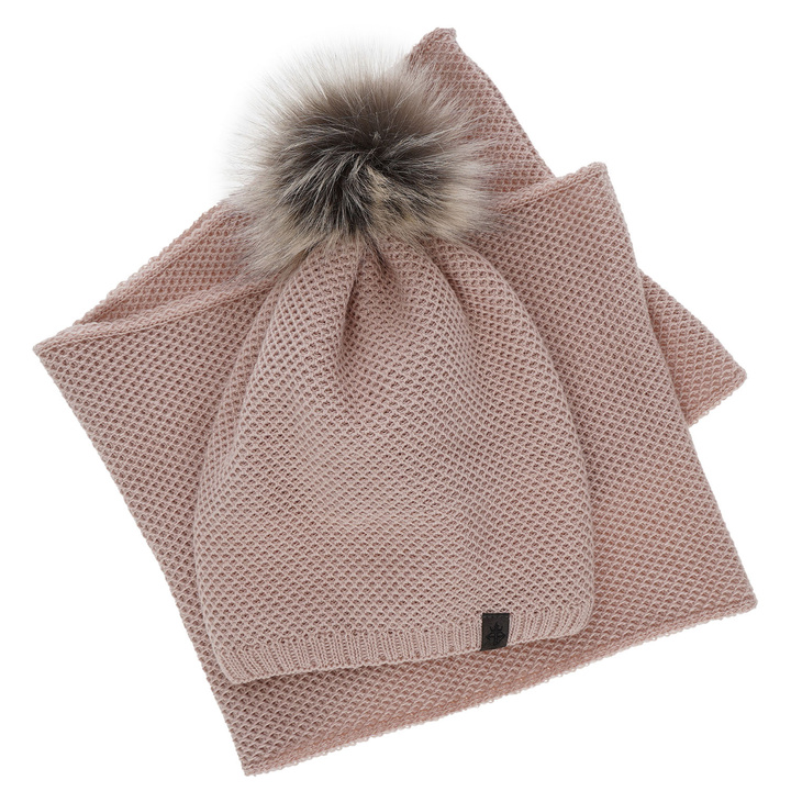 Winterset Damen: Mütze und Schlauchschal Beige Kaliana