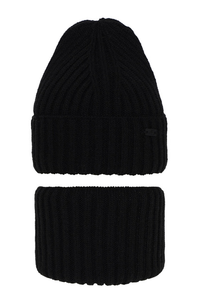Winterset Jungen: Mütze und Schlauchschal Schwarz Zeno